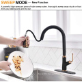 Single Handle Single Hole Matte Black Pull Out Kitchen Faucet With Faucet Hole Cover Kitchen Sink Faucet For Sink